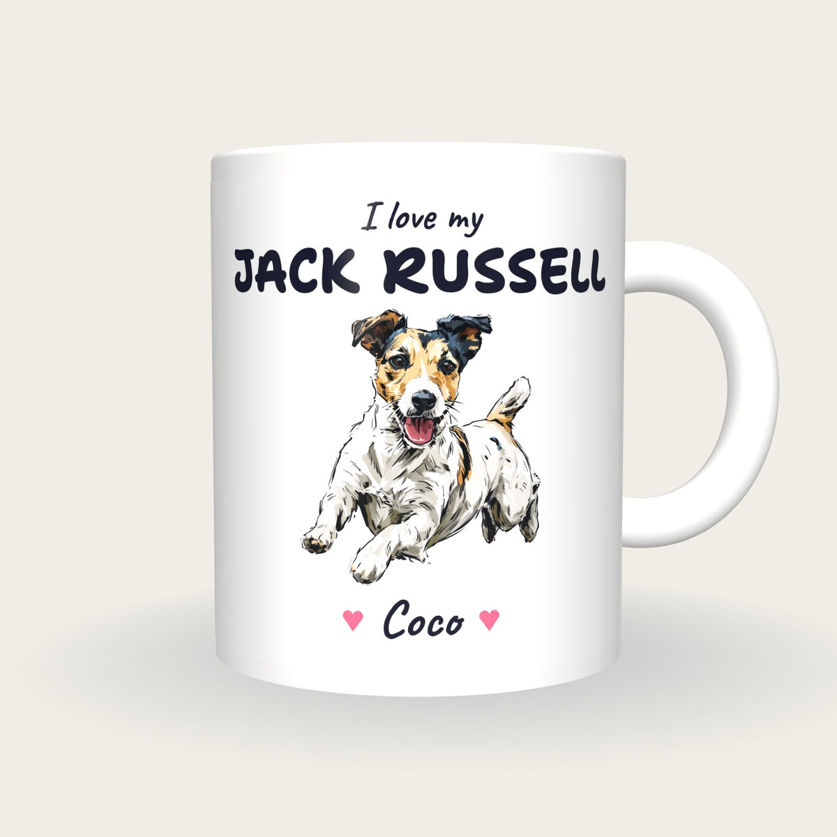 Personalised I Love My Jack Russell Mug, front