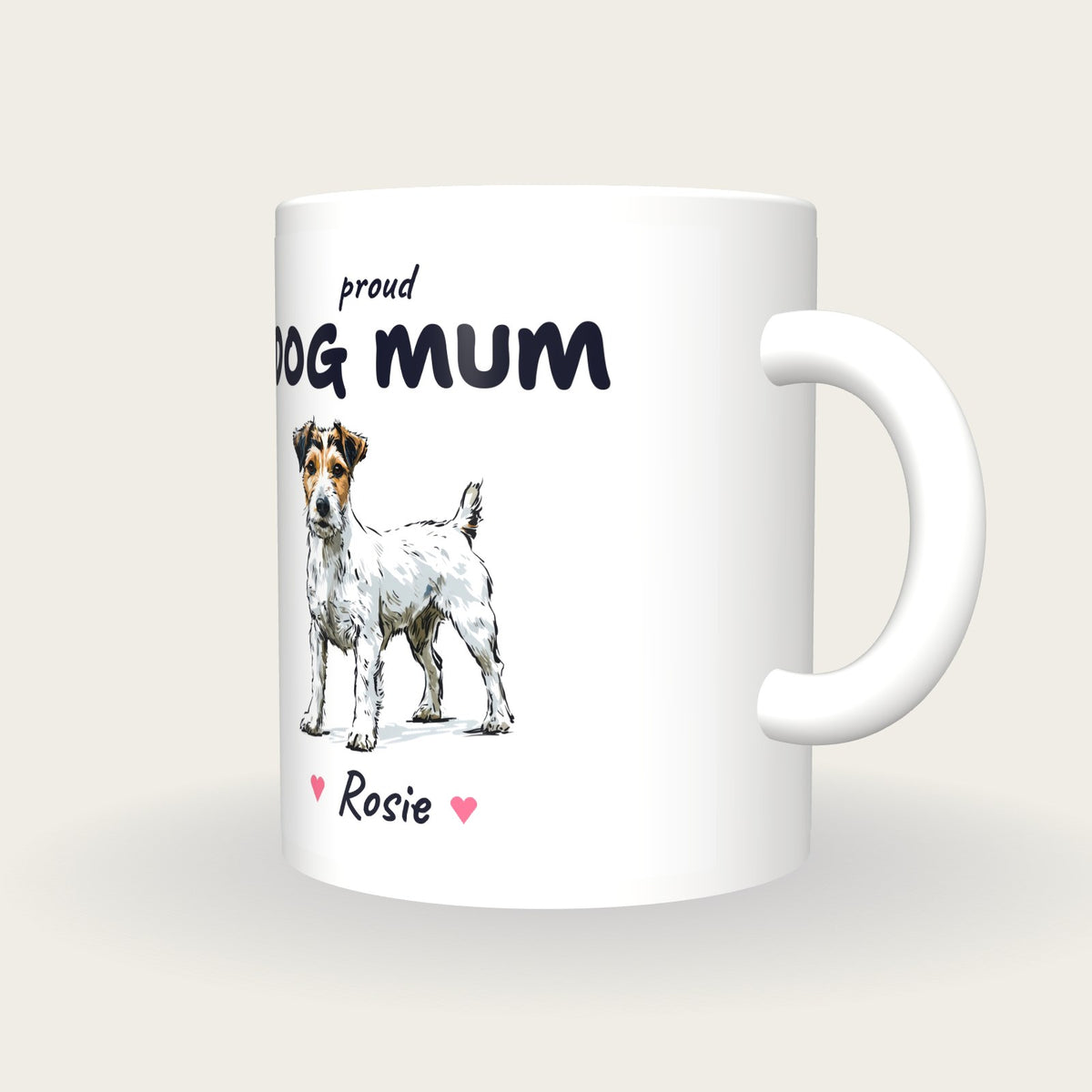 Personalised Jack Russell Dog Mum Mug, three-quarter view