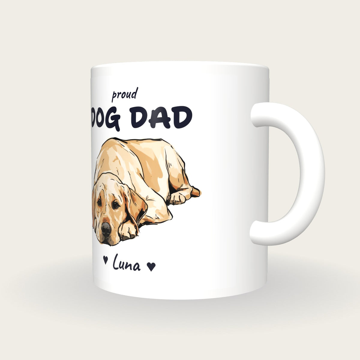 Personalised Labrador Dog Dad Mug, three-quarter view