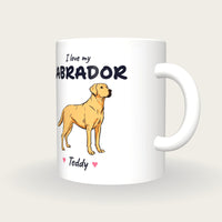 Personalised I Love My Labrador Mug, three-quarter view