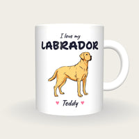 Personalised I Love My Labrador Mug, front
