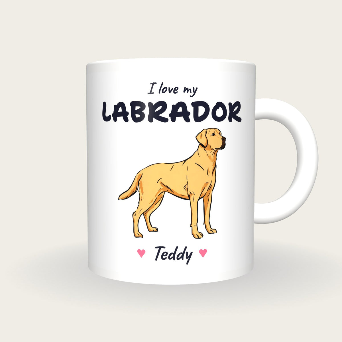 Personalised I Love My Labrador Mug, front
