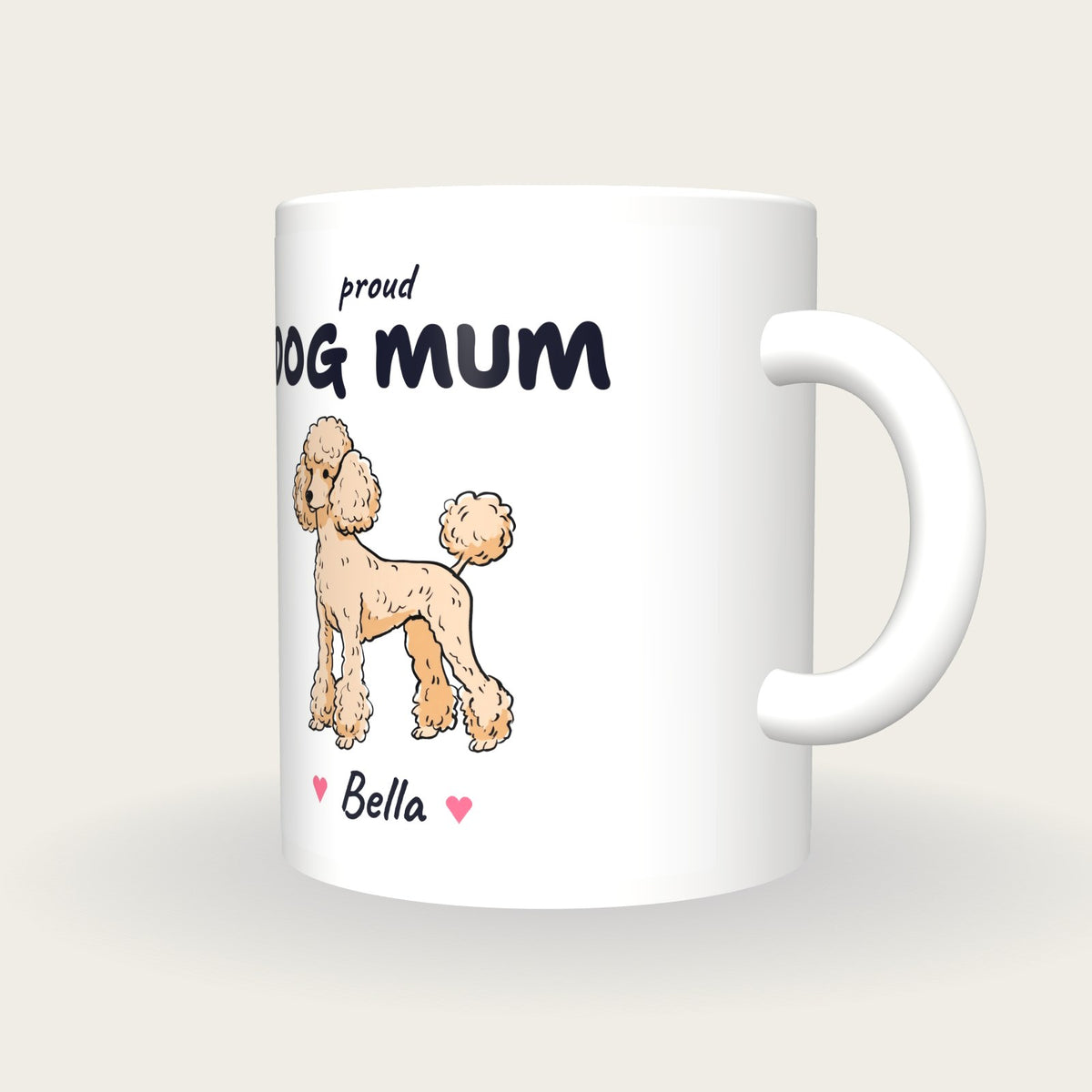 Personalised Poodle Dog Mum Mug, three-quarter view