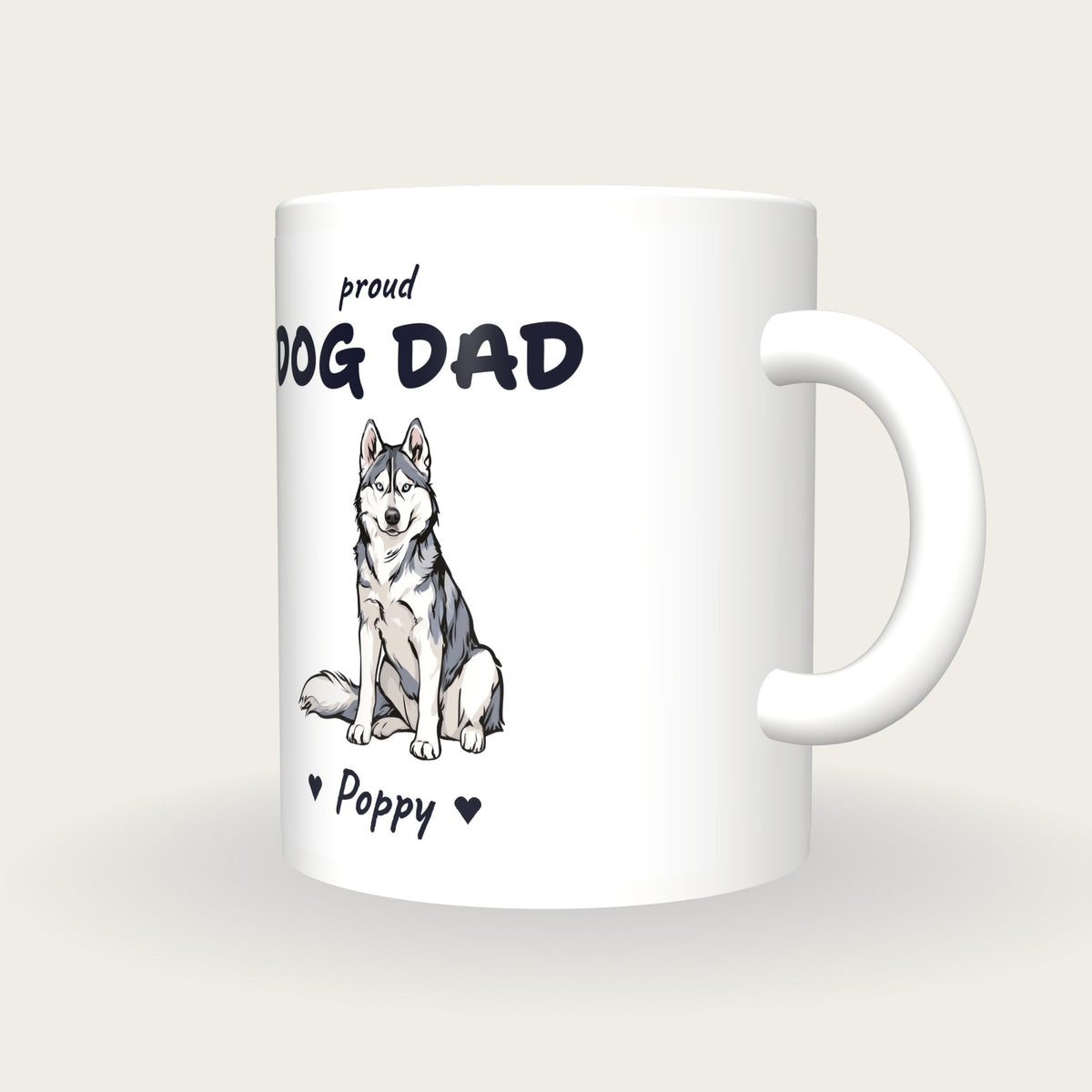 Personalised Husky Dog Dad Mug, three-quarter view