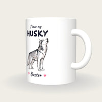 Personalised I Love My Husky Mug, three-quarter view