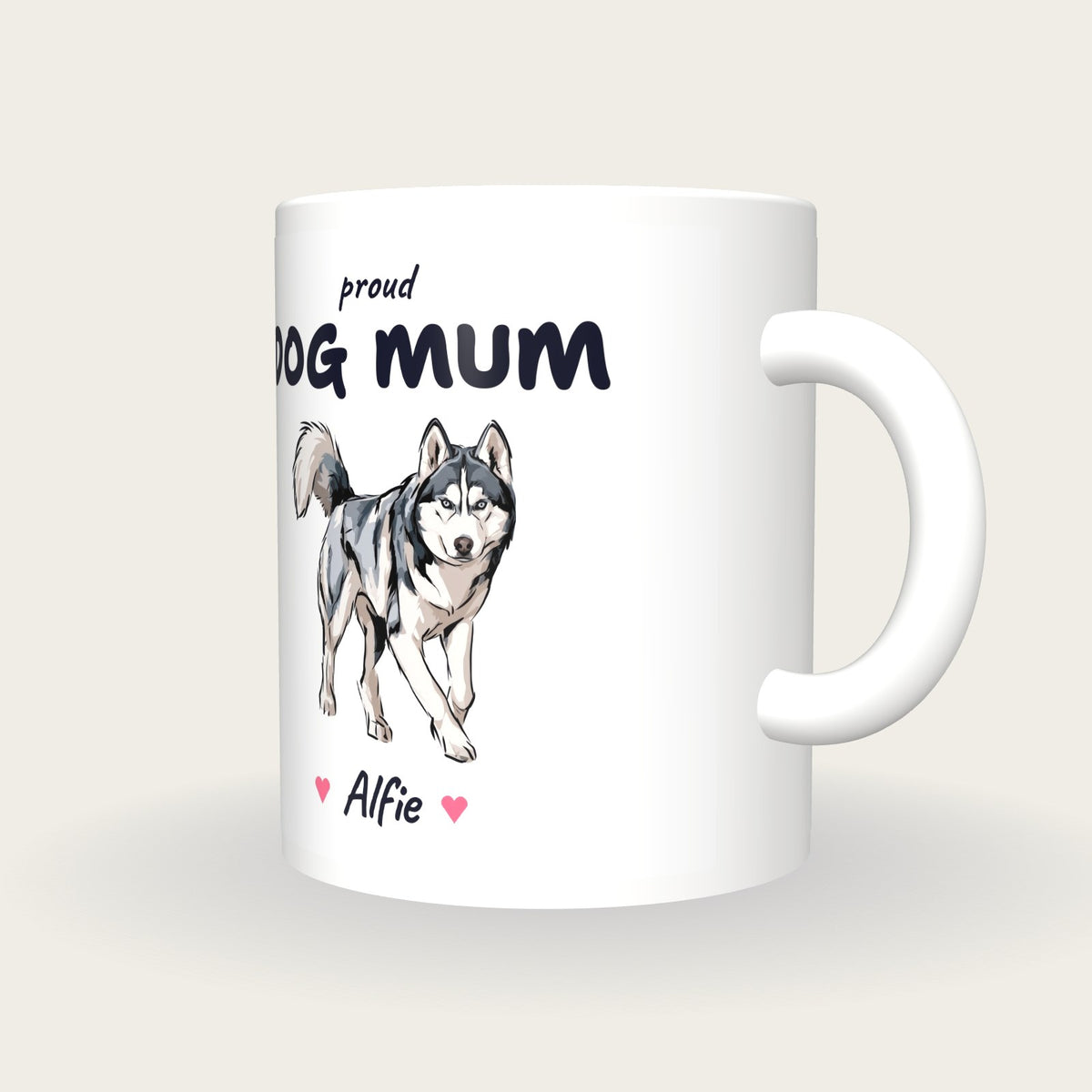 Personalised Husky Dog Mum Mug, three-quarter view