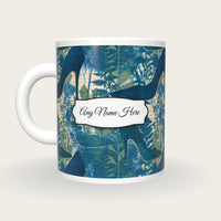 Cyanotype Stiletto Name Mug, back with the second name label