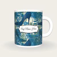 Cyanotype Stiletto Name Mug, front with the name label