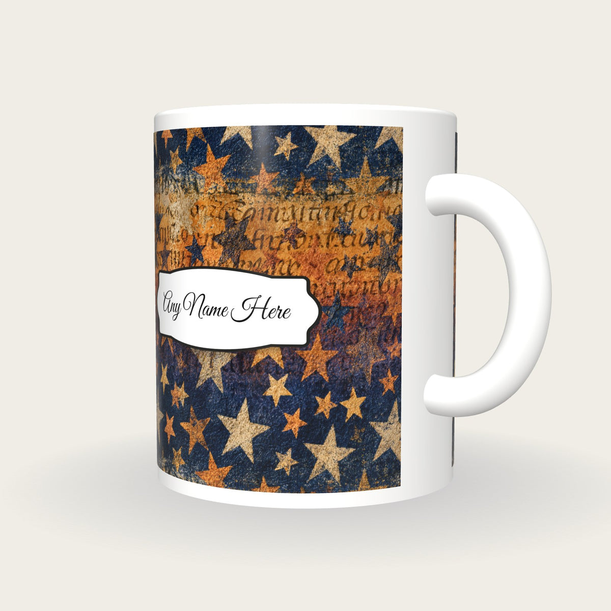 Illuminated Manuscript Stars Name Mug 4, three-quarter view