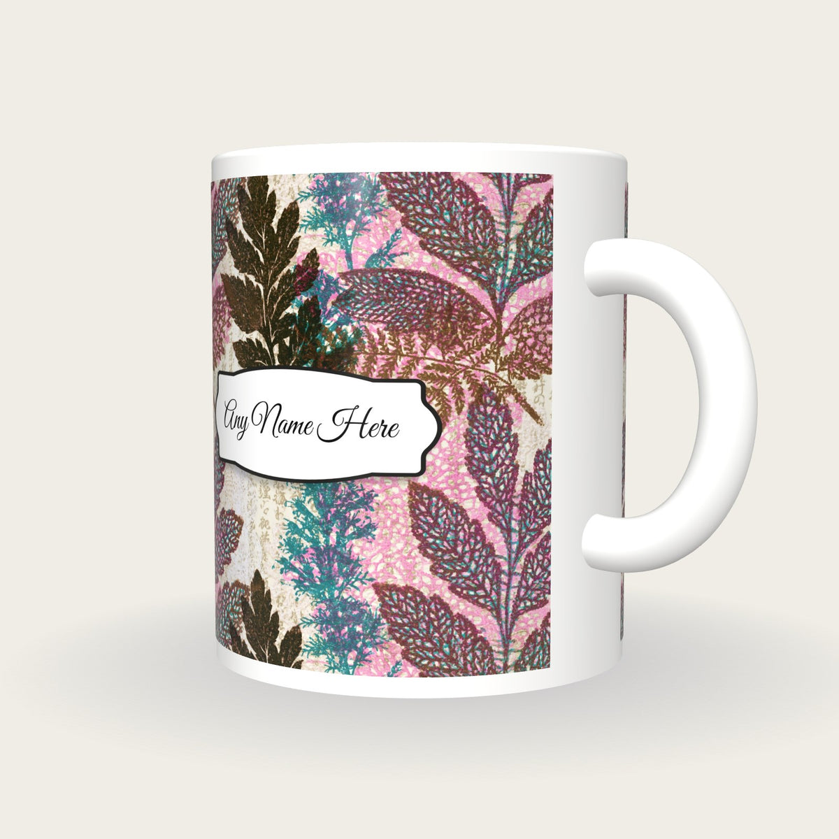 Lace Witch Herbs Name Mug 2, three-quarter view