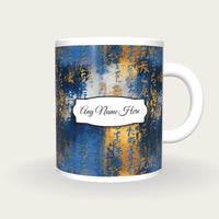 Tintype Indigo Abstract Name Mug, front with the name label