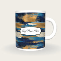 Tintype Indigo Abstract Name Mug 2, front with the name label