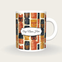 Watercolour Totem Poles Name Mug, front with the name label