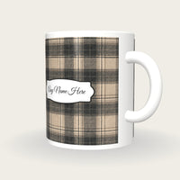 Windowpane Check Wool Name Mug, three-quarter view