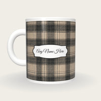 Windowpane Check Wool Name Mug, back with the second name label
