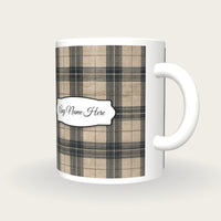 Windowpane Check Wool Name Mug 2, three-quarter view
