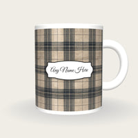 Windowpane Check Wool Name Mug 2, front with the name label