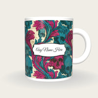 Baroque Skulls Name Mug, front with the name label