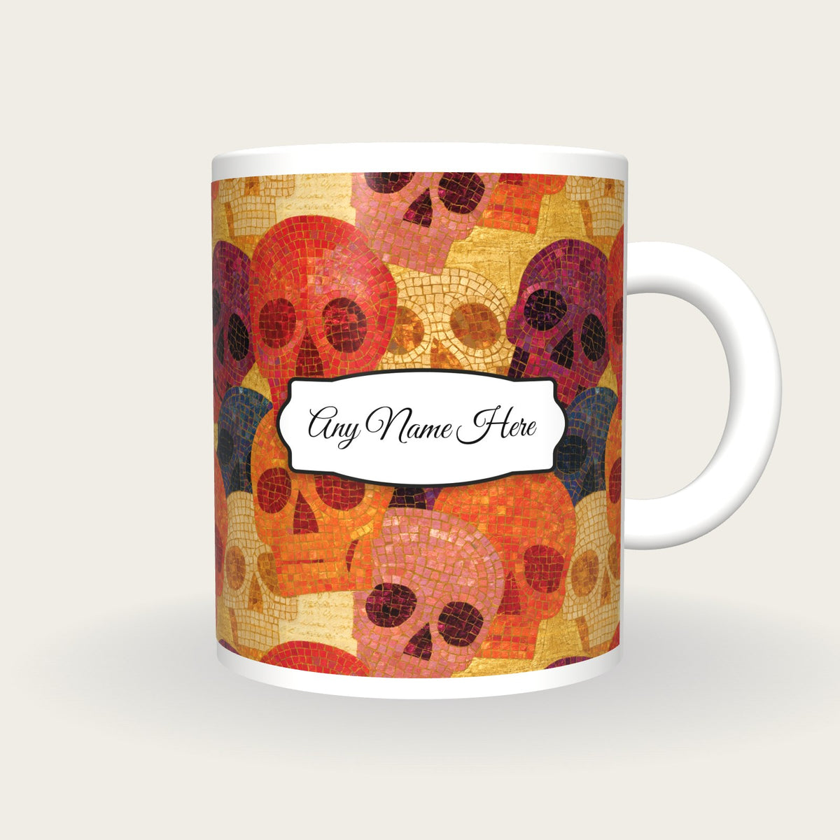 Byzantine Skulls Name Mug, front with the name label