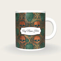 Mughal Skulls Name Mug, front with the name label