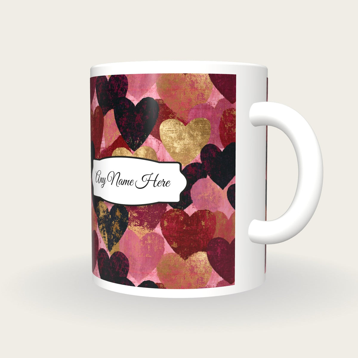 Lubok Hearts Name Mug 2, three-quarter view