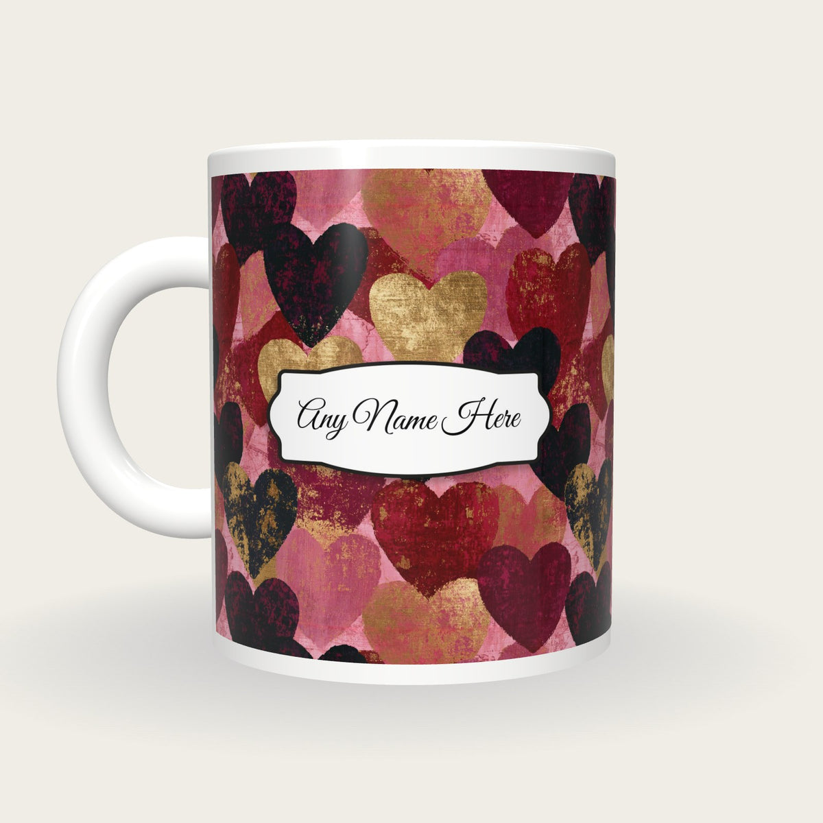 Lubok Hearts Name Mug 2, back with the second name label