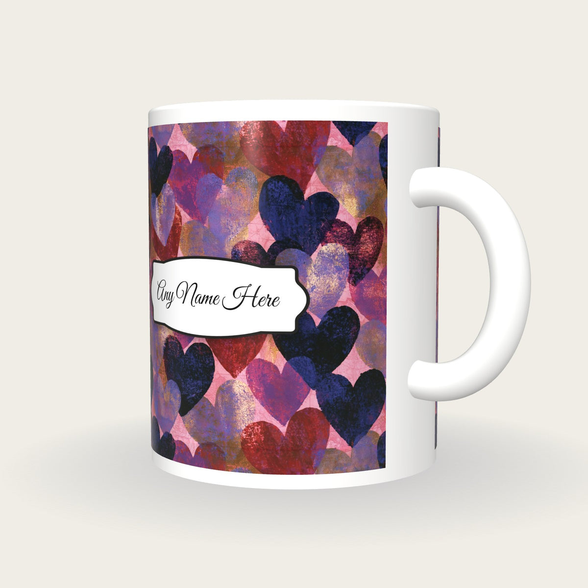 Lubok Hearts Name Mug 3, three-quarter view