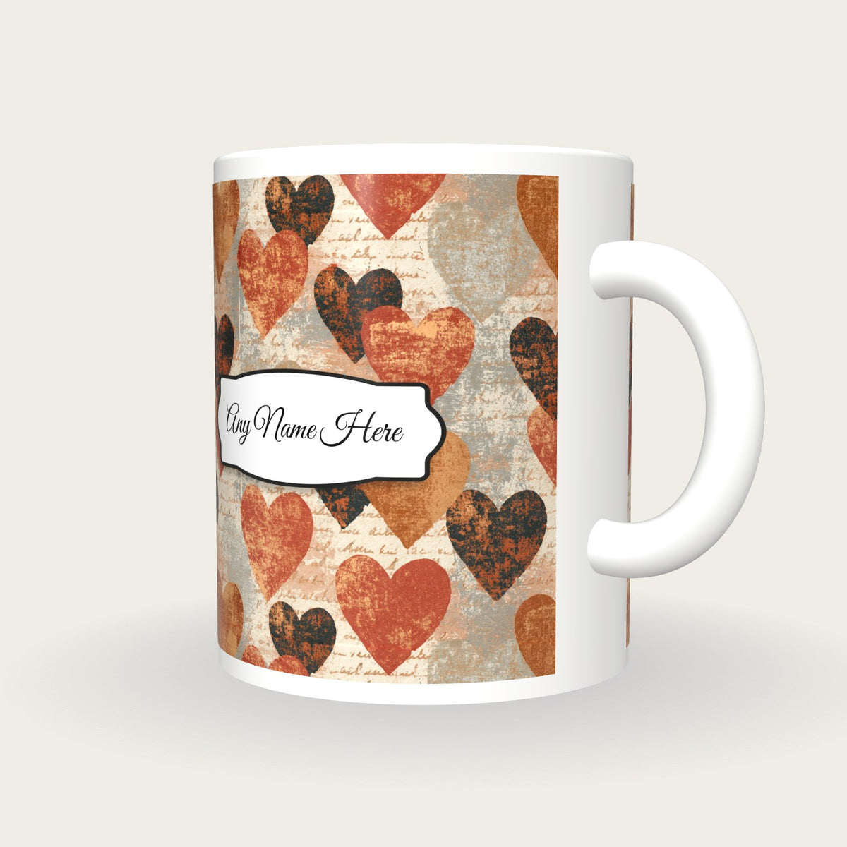 Monoprint Love Hearts Name Mug 2, three-quarter view