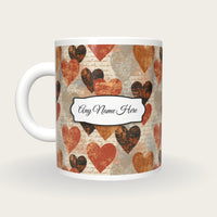 Monoprint Love Hearts Name Mug 2, back with the second name label