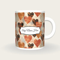 Monoprint Love Hearts Name Mug 2, front with the name label