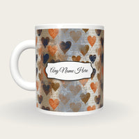 Monoprint Love Hearts Name Mug, back with the second name label