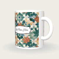 Zellij Leaves Name Mug, three-quarter view