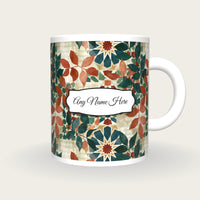 Zellij Leaves Name Mug 2, front with the name label