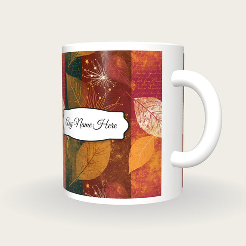 Atomic Age Leaves Name Mug 2, three-quarter view