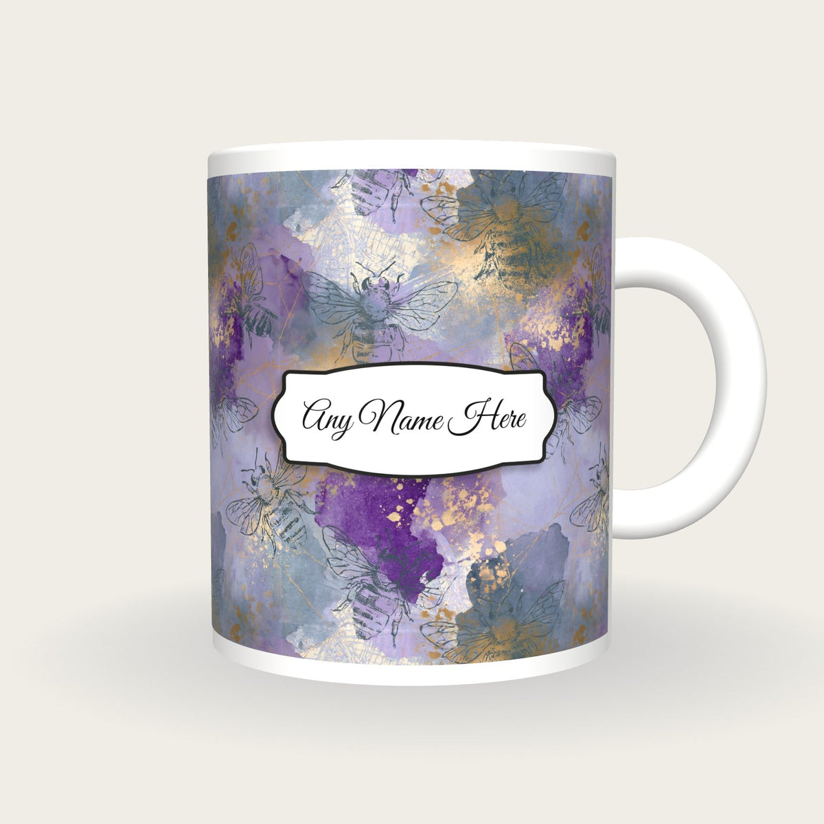 Storybook Bee Name Mug 2, front with the name label