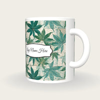 Chinoiserie Leaf Name Mug, three-quarter view