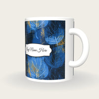 Screenprint Leaf Name Mug 3, three-quarter view