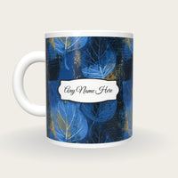 Screenprint Leaf Name Mug 3, back with the second name label