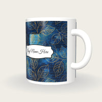 Screenprint Leaf Name Mug, three-quarter view