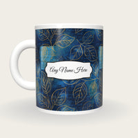 Screenprint Leaf Name Mug, back with the second name label