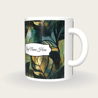 Comic Book Leaf Name Mug, three-quarter view