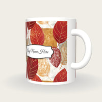Bohemian Leaf Name Mug, three-quarter view