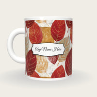 Bohemian Leaf Name Mug, back with the second name label