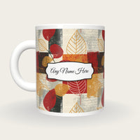Bohemian Leaf Name Mug 2, back with the second name label