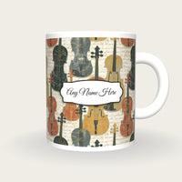 Kintsugi Violin Name Mug, front with the name label