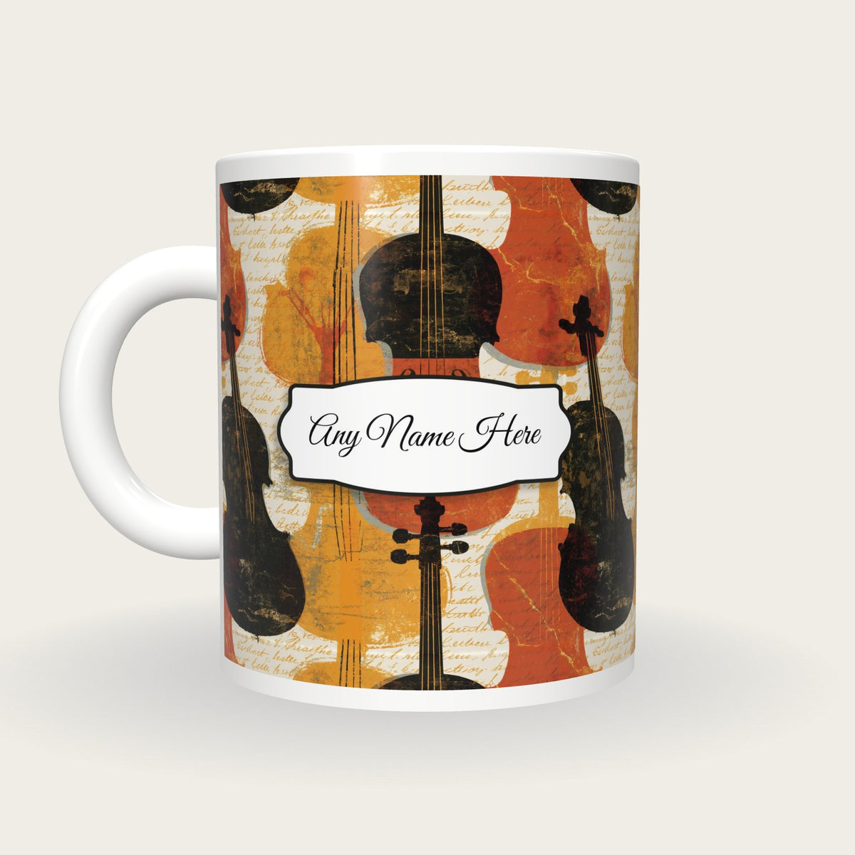 Kintsugi Violin Name Mug 2, back with the second name label