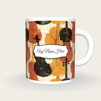 Kintsugi Violin Name Mug 2, front with the name label