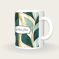 Scandinavian Leaf Name Mug, three-quarter view