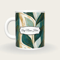 Scandinavian Leaf Name Mug, back with the second name label