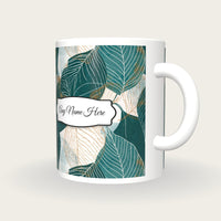 Scandinavian Leaf Name Mug 2, three-quarter view
